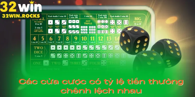 Các cửa cược có tỷ lệ tiền thưởng chênh lệch nhau